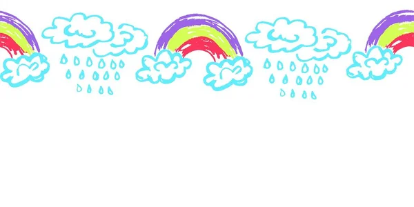 ขอบไร รอยต ฝนตก เรนโบว ภาพวาดด วยด นสอส การออกแบบเวกเตอร าหร บกระดาษ — ภาพเวกเตอร์สต็อก