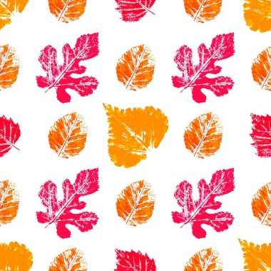 Sevimli sonbahar pürüzsüz deseni. Kırmızı sonbahar yapraklarının dokusu. Kumaş tasarımı, tekstil, kumaş, duvar kağıdı, ambalaj için yazdırma