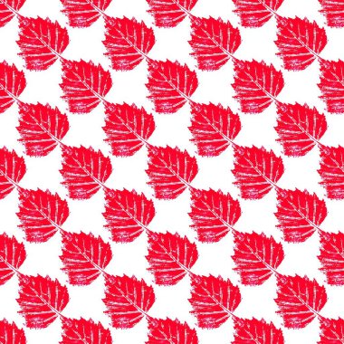 Güzel, pürüzsüz bir desen. Akrilik boyalı kırmızı yaprakların dokusu. Kumaş tasarımı, tekstil, kumaş, duvar kağıdı, ambalaj için yazdırma
