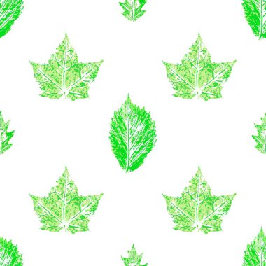 Karmaşık mürekkep damlaları yeşil yaprak temsili. Kumaş tasarımı için baskı. Sonbahar pürüzsüz desen