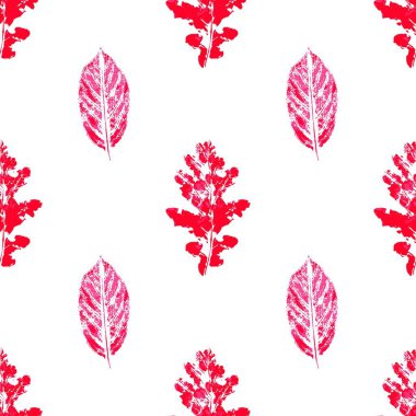 Karmaşık mürekkep damlaları kırmızı yapraklar vektör çizimi. Sonbahar pürüzsüz desen. Kumaş tasarımı, tekstil, kumaş, duvar kağıdı için yazdır