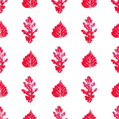 Karmaşık mürekkep damlaları kırmızı yapraklar vektör çizimi. Kumaş tasarımı için baskı. Tekstil, kumaş, duvar kağıdı, ambalaj kağıdı için sonbahar pürüzsüz desen