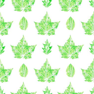 Kumaş tasarımı için baskı. Karmaşık mürekkep damlaları yeşil yaprak temsili. Tekstil, kumaş, duvar kağıdı, ambalaj kağıdı için sonbahar pürüzsüz desen