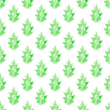 Kumaş tasarımı için baskı. Karmaşık mürekkep damlaları yeşil yaprak temsili. Tekstil, kumaş, duvar kağıdı, ambalaj kağıdı için kusursuz desen