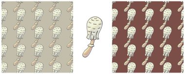 Orman mantarlarıyla kusursuz desen oluşturun. Soluk Peri Mantarı. Sonbahar dürtüleri. Kumaş ve benzeri şeyler için kullanılabilir.