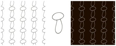 Elde çizim stili. Bal mantarı. Mutfak, restoran ya da dükkan için tek renk set kusursuz desen. Kumaş için kullanılabilir.