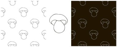 Orman mantarlı tek renkli, pürüzsüz desen. Boletus. Resimleri el çizimi biçiminde ayarla. Sonbahar nedenleri