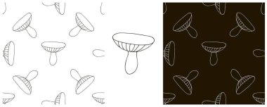 Monokrom, orman mantarlarıyla kusursuz desen oluşturur. Xerocomus. Kumaş, ambalaj, ambalaj vs. için kullanılabilir