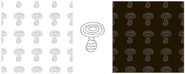 Yuvarlak Peri mantarı. Tek renkli olsun. Mutfak, restoran ya da dükkan için kusursuz bir şablon oluşturun. Kumaş ve benzeri şeyler için kullanılabilir.