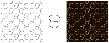 Orman mantarlarıyla kusursuz desen. Chanterelle 'ler. Tek Renkli Çizim Çizim El Çizim Biçimi