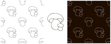 Orman mantarlarıyla kusursuz desen oluşturun. Boletus. Tek renkli olsun. Kumaş, ambalaj vs. için kullanılabilir