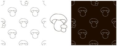 Orman mantarlarıyla kusursuz desen oluşturun. Boletus. Tek renkli olsun. Kumaş, ambalaj, ambalaj kağıdı vs. için kullanılabilir