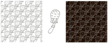 Orman mantarlarıyla kusursuz desen oluşturun. Tek renkli Peri Mantarı. Görüntü