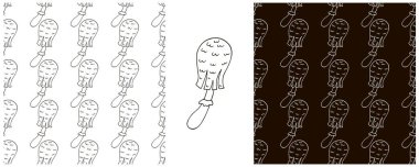 Orman mantarlarıyla kusursuz desen oluşturun. Soluk Peri Mantarı. Tek renkli olsun. Kumaş ve benzeri şeyler için kullanılabilir.