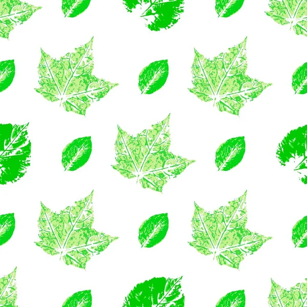 Schattig Naadloos Patroon Textuur Van Groene Bladeren Met Acrylverf Print — Stockvector