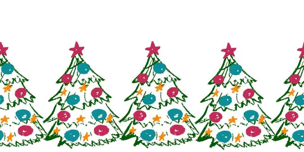 Χριστούγεννα Χωρίς Σύνορα Χριστουγεννιάτικο Δέντρο Σχέδια Κηρομπογιές Σχεδιασμός Διάνυσμα Για — Διανυσματικό Αρχείο