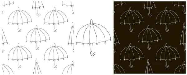 Humor Otoño Brillante Conjunto Patrón Sin Costuras Con Paraguas Ilustración — Vector de stock