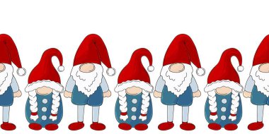 İskandinav Noel cüceleri. Yeni yıl sınırsız. Kağıt ve diğer kullanımlar için vektör tasarımı