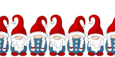 İskandinav Noel cüceleri. Yeni yıl sınırsız. Kağıt, kapak ve diğer kullanımlar için vektör tasarımı