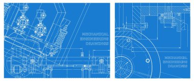 Mühendislik çizim takımı. Alet yapımı çizimler. Vektör mühendisliği illüstrasyonu
