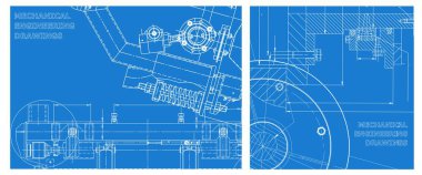Mühendislik çizim takımı. Vektör mühendisliği çizimi. Alet yapımı çizimler. Teknik