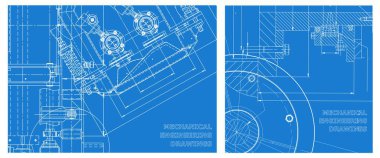 Mühendislik çizim takımı. Vektör mühendisliği çizimi. Alet yapımı çizimler