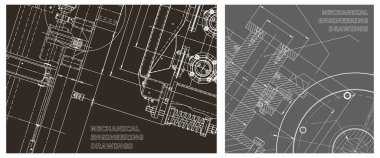 Mühendislik çizim seti. Kapak, ilan, afiş, arka plan. Alet yapımı çizimler. Ayrıntılı plan. Makine mühendisliği çizimi