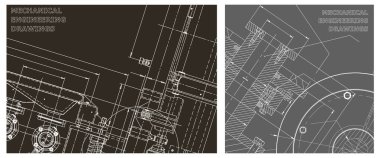 Mühendislik çizim seti. Kapak, ilan, afiş, arka plan. Alet yapımı çizimler. Makine mühendisliği çizimi. Taslak, Sketch. Teknik çizimler, arka planlar. Plan, plan