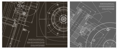 Mühendislik çizim seti. Kapak, ilan, afiş, arka plan. Alet yapımı çizimler. Makine mühendisliği çizimi. Taslak, Sketch. Teknik çizimler