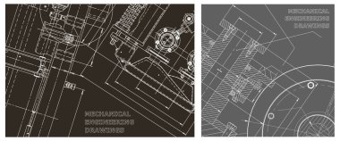 Mühendislik çizim seti. Kapak, ilan, afiş, arka plan. Alet yapımı çizimler