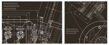 Makine mühendisliği çizimi. Mühendislik çizim seti. Taslak, Sketch. Kapak, ilan, afiş, arka plan. Alet yapımı çizimler. Teknik çizimler