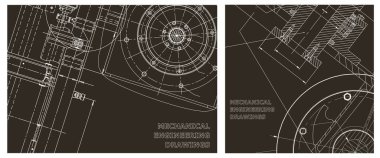 Makine mühendisliği çizimi. Mühendislik çizim seti. Taslak, Sketch. Kapak, ilan, afiş, arka plan. Alet yapımı çizimler. Teknik çizimler, arka planlar