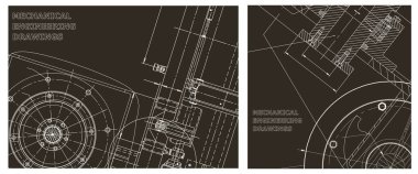 Makine mühendisliği çizimi. Mühendislik çizim seti. Taslak, Sketch. Kapak, ilan, afiş, arka plan. Alet yapımı çizimler. Teknik çizimler, arka planlar. Şema