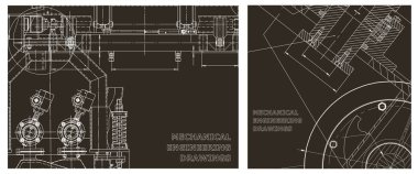 Mekanik çizim. Mühendislik çizim seti. Kapak, el ilanı, afiş, arkaplan