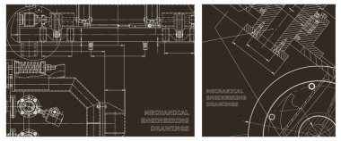 Makine mühendisliği çizimi. Mühendislik çizim seti. Taslak, Sketch. Kapak, el ilanı, afiş, arkaplan