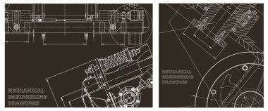 Makine mühendisliği çizimi. Mühendislik çizim seti. Kapak, afiş