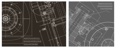 Makine mühendisliği çizimi. Mühendislik çizim seti. Kapak, ilan, afiş, arka plan. Alet yapımı çizimler. Şablon, Sketch