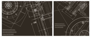 Makine mühendisliği çizimi. Mühendislik çizim seti. Kapak, el ilanı, afiş, arkaplan