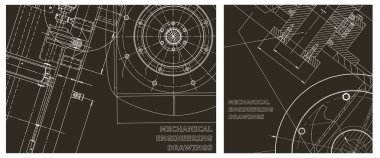 Makine mühendisliği çizimi. Mühendislik çizim seti. Kapak, el ilanı