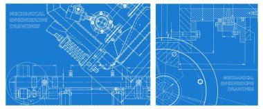 Vektör mühendisliği çizimi. Mühendislik çizim takımı. Alet yapımı çizimler