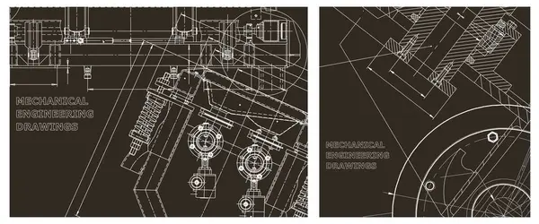 Makine mühendisliği çizimi. Mühendislik çizim seti. Taslak, Sketch. Kapak
