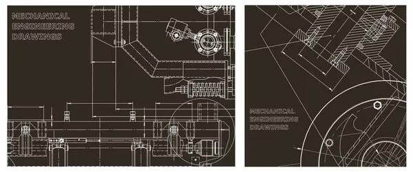 Makine mühendisliği çizimi. Mühendislik çizim seti. Şablon, Sketch