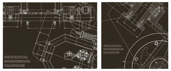 Makine mühendisliği çizimi. Mühendislik çizim seti. Kapak, ilan, afiş, arka plan. Taslak, Sketch. Alet yapımı çizimler. Teknik çizimler