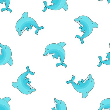 Yunuslar. Yaratıcı, kusursuz denizci modeli. El çizim biçimi, kumaşlar, tekstil, ambalaj, vb.