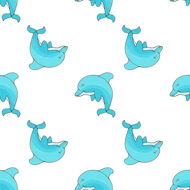 Yunuslar. Yaratıcı, kusursuz denizci modeli. El çizim biçimi, kumaşlar, tekstil, vb.