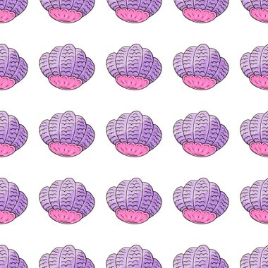 Deniz kabukları. Yaratıcı, kusursuz denizci modeli. El çizim biçimi, kumaşlar için oluşturulmuş, vb.