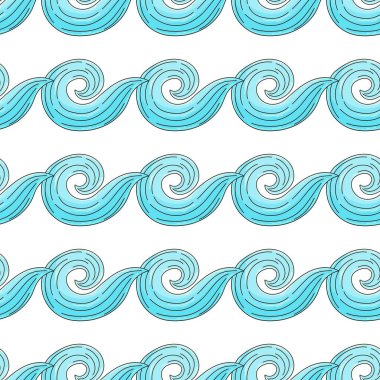 Dalgalar. Yaratıcı, kusursuz denizci modeli. El çizim biçimi, kumaşlar, tekstil, ambalaj kağıdı vs.