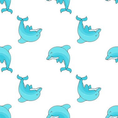 Yunuslar. Yaratıcı, kusursuz denizci modeli. El çizim biçimi, kumaşlar, tekstil, vb.