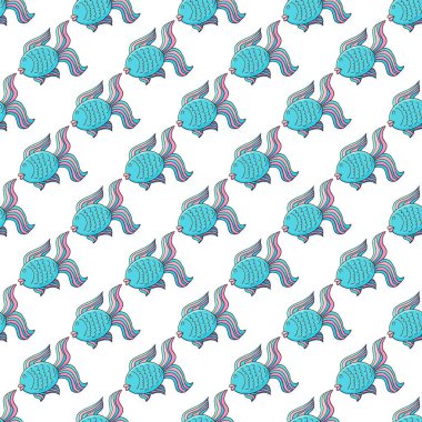 Balıklar. Yaratıcı, kusursuz denizci modeli. El çizim biçimi, kumaşlar, tekstil, ambalaj kağıdı, vb.