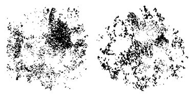 Tasarımınız için pis Grunge izleri. Beyaz arka planda izole edilmiş siyah vektör akrilik boya darbeleri koleksiyonu. Fırça darbeleri, lekeler, damlalar, sıçramalar